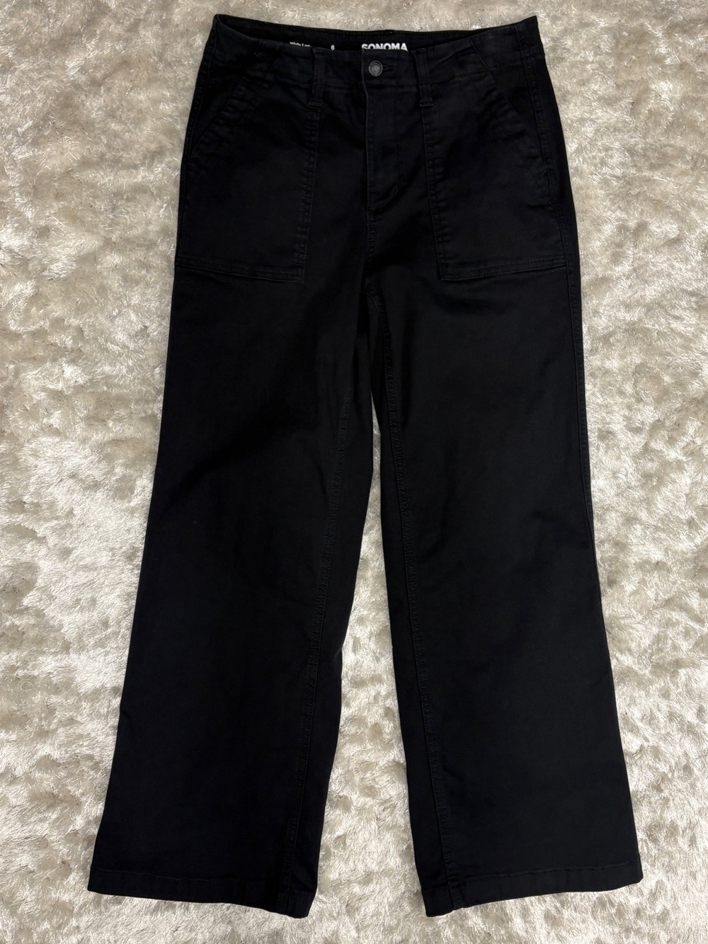 Sonoma Women’s High Rise Black Utility Wide-Leg Cotten blend Jeans with Stretch